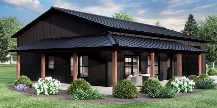 Cozy 896 Sq Ft Barndominium – 2 Beds, 1 Bath, & Wraparound Porch