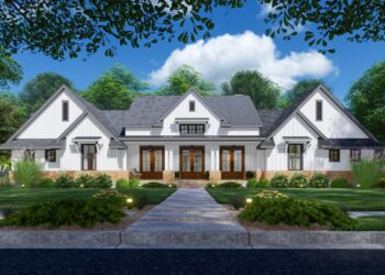 Modern Farmhouse with Three Outdoor Zones – ~3,077 Sq Ft, 4 Beds, 3.5–4.5 Baths