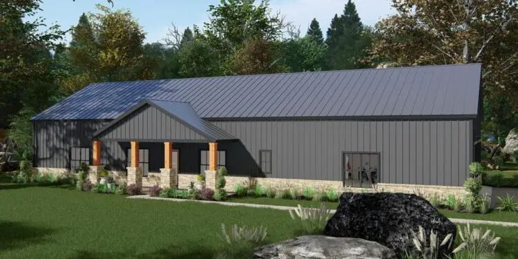 Modern Ranch Barndominium — ~2,616 Sq Ft with 14-Foot Ceilings & 4-Car Garage