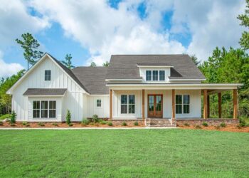 Modern Farmhouse with L-Shaped Front Porch & Master Suite Laundry – 2394 Sq Ft, 3-4 Bedrooms