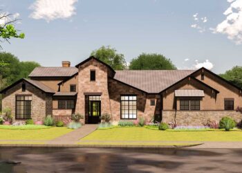 European-Inspired One-Story with Grand Covered Porch – ~3,061 Sq Ft, 4 Beds, Game Room
