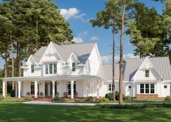 Modern Gothic Farmhouse – ~4,103 Sq Ft with Wrap-Around Porch & Elegant Details