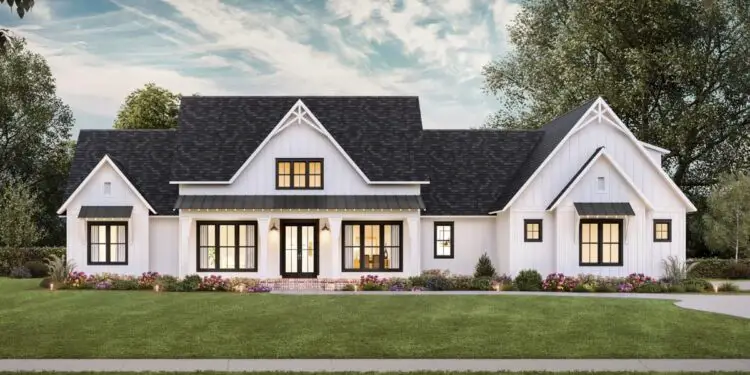 3,300 Sq Ft Split-Bedroom Modern Farmhouse with 3-Car Garage & Bonus Expansion