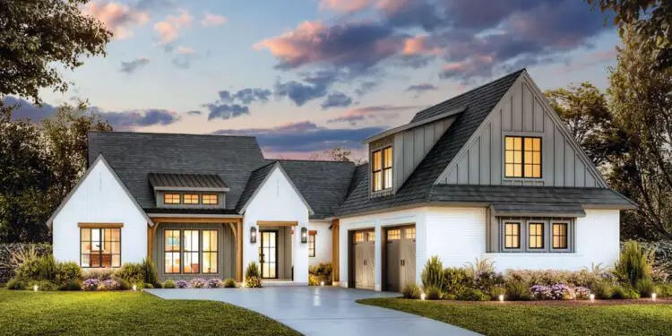 Transitional Farmhouse with Two-Story Great Room & Outdoor Fireplace – ~2,768 Sq Ft