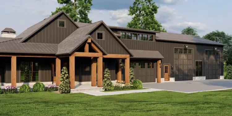 New American Barndominium Style – ~2,631 Sq Ft with Outdoor Fireplace & Oversized RV Garage