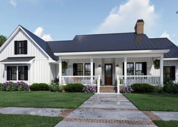 Farmhouse Style Plan 75163 – ~2,192 Sq Ft, 4 Beds, 3 Baths, Bonus Porch & Deck