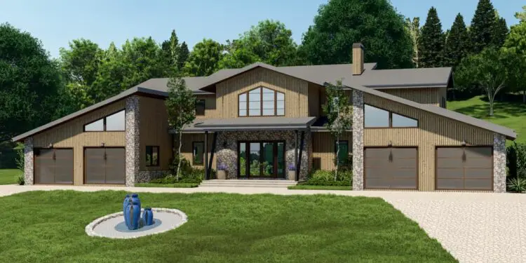 Symmetrical Modern Wings Plan – ~3,642 Sq Ft of Balanced Elegance & Outdoor Grandeur