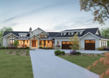 Rustic New American – ~3,566 Sq Ft with Angled 3-Car Garage & Quiet Office