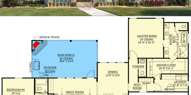 Craftsman-Influenced Farmhouse with Vaulted Great Room – 2300 Sq Ft, 4 Bedrooms