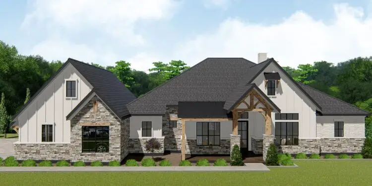 One-Level New American Craftsman – ~2,818 Sq Ft with Office & Media Room