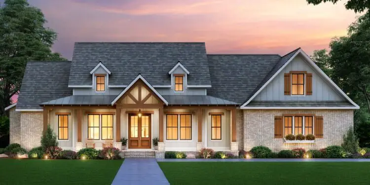 New American Farmhouse with Brick & Board-and-Batten Exterior – ~2,492 Sq Ft