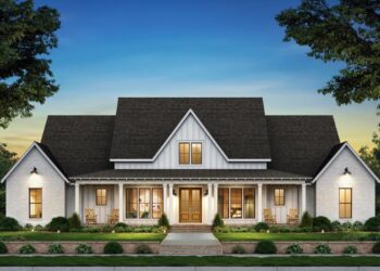 Symmetrical 4-Bed Modern Farmhouse – ~3,292 Sq Ft with Home Office & Bonus Room