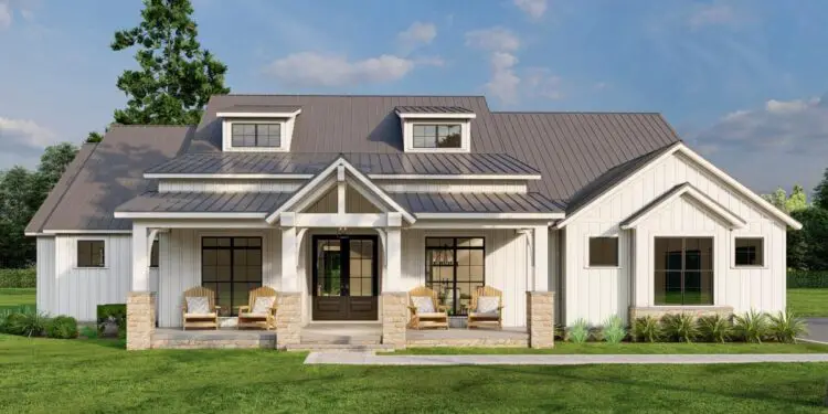 4-Bed Modern Farmhouse with Vaulted Outdoor Living – ~2,680 Sq Ft