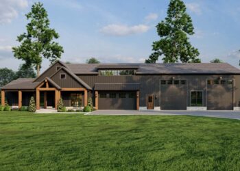 Barndominium-Style New American – ~2,631 Sq Ft with Outdoor Fireplace & Oversized RV Garage