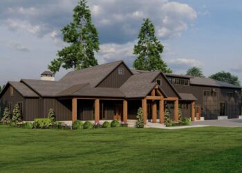 New American Barndominium – ~2,631 Sq Ft with Outdoor Fireplace & RV Garage