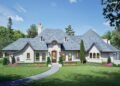 Elegant French Country Retreat – ~3,040 Sq Ft with Outdoor Lounge & 3-Car Angled Garage