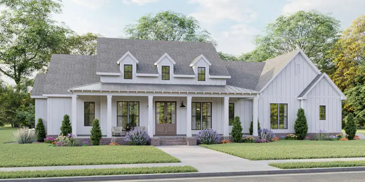 3-Bed Modern Farmhouse with Wrap-Around Front Porch – ~2,216 Sq Ft