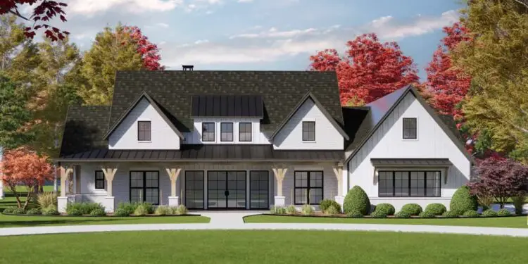 Modern Farmhouse Plan – ~3,563 Sq Ft | 4 Beds | Home Office & Vaulted Family Room