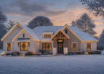 One-story Craftsman home offers 2,812 square feet of living space, with 4 (or optionally 5) bedrooms and 3 full baths.