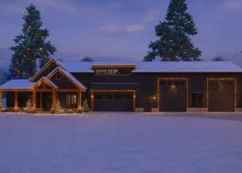 2,631 Sq Ft New-American Barndominium — 4-Bed, 2.5-Bath, Oversized RV Garage & Outdoor Fireplace (Plan 70887MK)