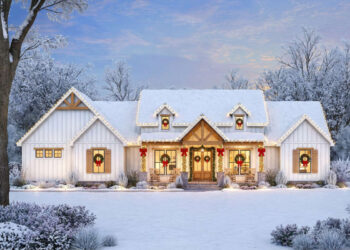 2,343 Sq Ft Modern Farmhouse – 4 Beds, 3.5 Baths, Porch & Side-Entry Garage (Plan 4534-00137)