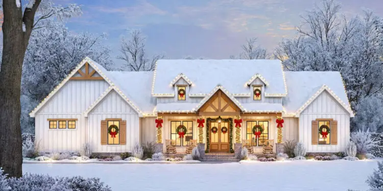 2,343 Sq Ft Modern Farmhouse – 4 Beds, 3.5 Baths, Porch & Side-Entry Garage (Plan 4534-00137)