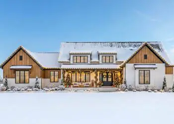 Transitional Modern Farmhouse with Outdoor Kitchen & Flex Space – Plan 421035WNT