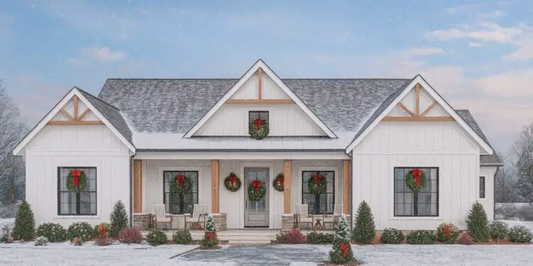 2,716 Sq Ft Modern Farmhouse – 3 Bedroom, 3.5 Bath Split Layout with Big Porches (Plan 8318-00452)