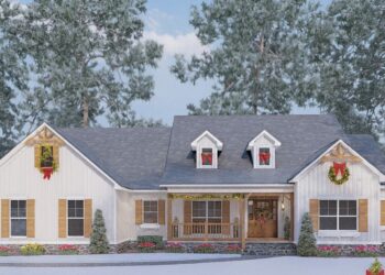 Modern Farmhouse Plan – 3,369 sq ft, 4 Bedrooms, 3 Baths (with bonus/half-bath flexibility)