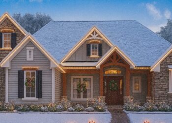 Craftsman House Plan with Rustic Exterior & Bonus Over Garage – 2,597 sq ft, 3–4 Bedrooms, 2½–3½ Bathrooms