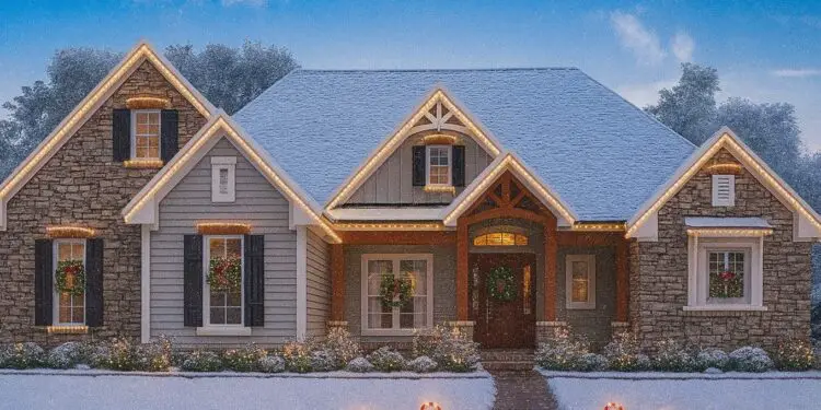 Craftsman House Plan with Rustic Exterior & Bonus Over Garage – 2,597 sq ft, 3–4 Bedrooms, 2½–3½ Bathrooms