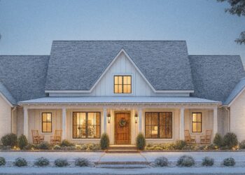 Symmetrical 4-Bed Modern Farmhouse Plan – 3,292 sq ft, 4 Bedrooms, 3.5 Bathrooms