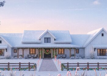 Spacious Modern Farmhouse Plan with 4-Car Garage & Workshop – 3,680 sq ft, 4 Bedrooms, 3½ Bathrooms
