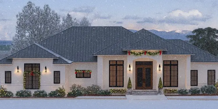 4-Bed Transitional House Plan with 3-Car Side Garage – 3,046 sq ft, 4 Bedrooms, 4.5 Bathrooms (Plan 46510LA)
