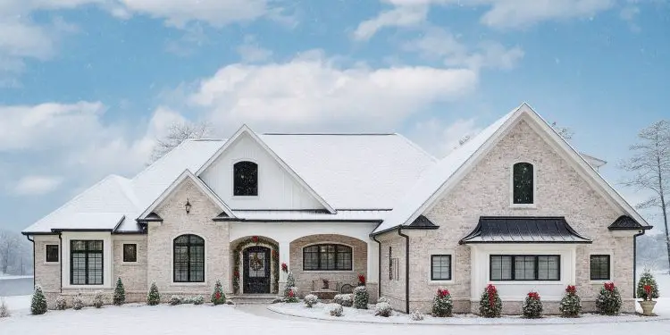 European Ranch for Sloped Lot – ~3,822 sq ft, 3–4 Bedrooms, 4 Bathrooms + Basement & Bonus (Plan 444041GDN)