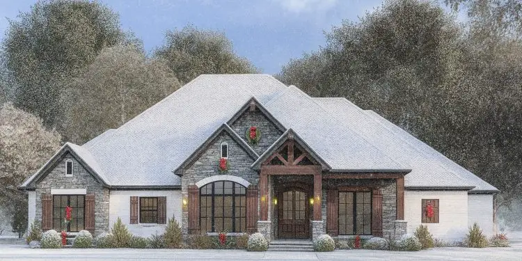 4-Bed French Country House Plan with Vaulted Ceiling & Bonus Room – 2,537 sq ft (+ 602 sq ft bonus), 3–5 Bedrooms, 2.5–3.5 Bathrooms