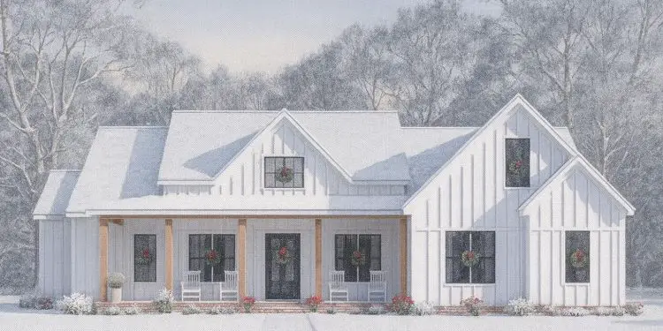 Modern Farmhouse Plan 009-00422 – ~2,365 sq ft, 3-4 Bedrooms, 2.5 Bathrooms, 2-3 Car Garage