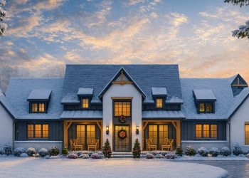 Modern Farmhouse with Outdoor Kitchen & Fireplace – ~3,877 sq ft, 4 Bedrooms, 3.5–4.5 Bathrooms, 3-Car Garage