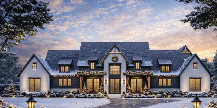 Modern Farmhouse with Outdoor Kitchen and Fireplace – ~3,877 sq ft, 4 Bedrooms, 3.5–4.5 Bathrooms, 3-Car Garage