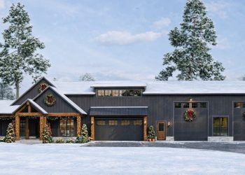 New American Barndominium with Outdoor Fireplace & Oversized RV Garage – ~2,631 sq ft, 4 Bedrooms, 2.5 Bathrooms, 4-Car Garage