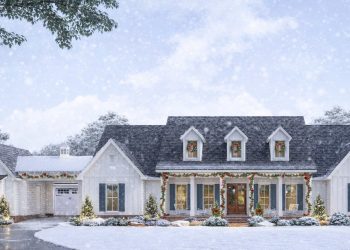 Country Classic House Plan with Porte Cochere & Motor Court – ~3,272 sq ft, 4 Bedrooms, 3.5 Bathrooms, 4-Car Garage