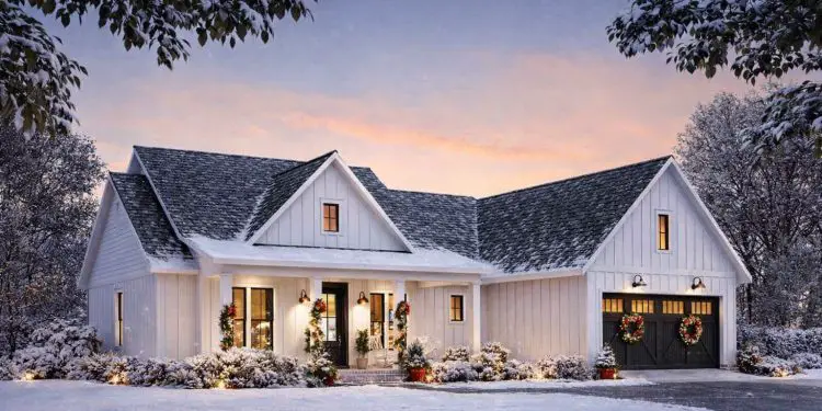 Modern Farmhouse Plan – ~1,843 sq ft, 4 Bedrooms, 2 Bathrooms, 2-Car Garage