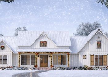 Country Classic House Plan with Porte Cochere & Motor Court – ~3,272 sq ft, 4 Bedrooms, 3.5 Bathrooms, 4-Car Garage