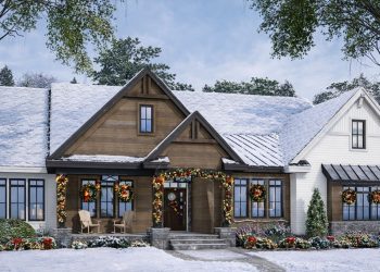 Transitional Farmhouse Plan with Private Master Suite & Porch – ~2,563 sq ft, 4 Bedrooms, 3.5 Bathrooms, 2-Car Garage