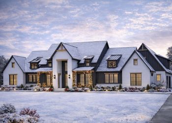 New American Style House Plan – ~3,877 sq ft, 4 Bedrooms, 3.5 Bathrooms, 3-Car Garage