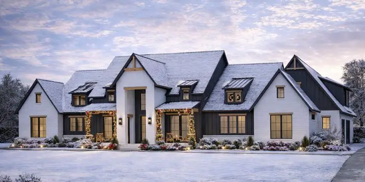 New American Style House Plan – ~3,877 sq ft, 4 Bedrooms, 3.5 Bathrooms, 3-Car Garage