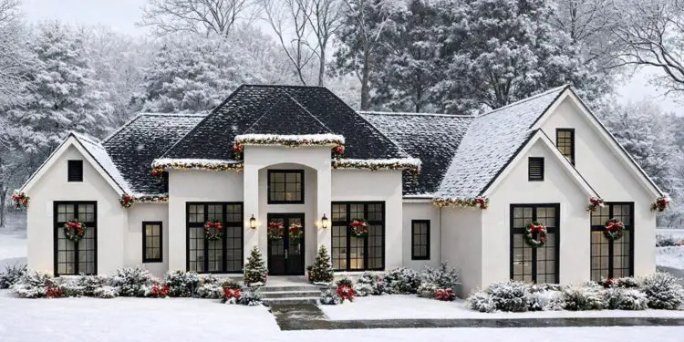 Transitional Country House Plan with Study & Private Owner’s Suite – ~3,637 sq ft, 4 Bedrooms, 4.5 Bathrooms, 3-Car Garage