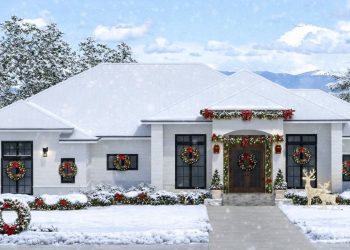 Transitional House Plan with 3-Car Side Garage – ~3,046 sq ft, 4 Bedrooms, 4.5 Bathrooms