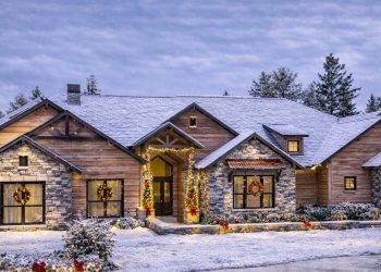 One-Story 4400 Square-Foot Mountain Craftsman with Large Outdoor Living Porch – ~4,405 sq ft, 4 Bedrooms, 4.5 Bathrooms, 3-Car Garage