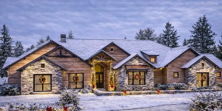 One-Story 4400 Square-Foot Mountain Craftsman with Large Outdoor Living Porch – ~4,405 sq ft, 4 Bedrooms, 4.5 Bathrooms, 3-Car Garage